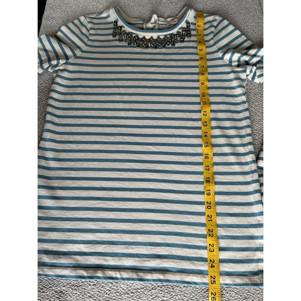 Tory Burch Embellished Striped Top Blue Cream Preppy Nautical Size S - Picture 8 of 14